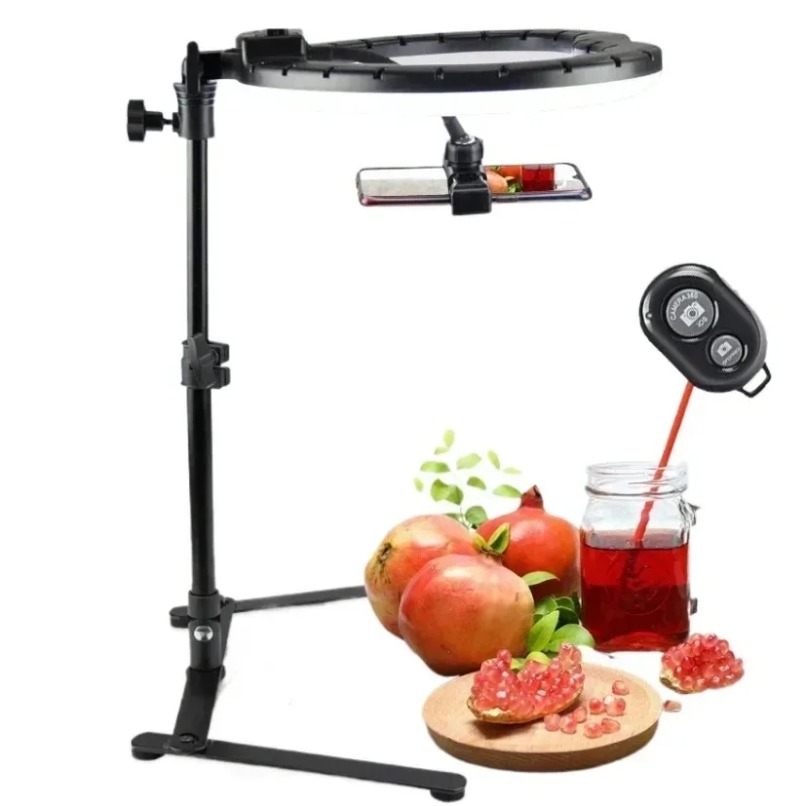 Webcam Ring Light - حامل هاتف علوي مع إضاءة حلقية