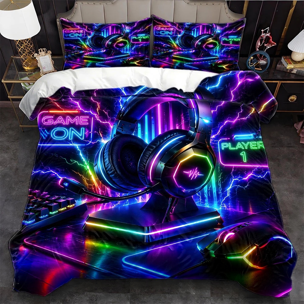 طقم غطاء لحاف بتصميم نيون للأل - مراجعة Esports Gaming Bed وسعره