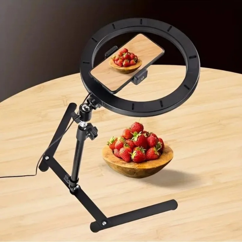 حامل هاتف علوي مع إضاءة حلقية  - مراجعة Webcam Ring Light وسعره
