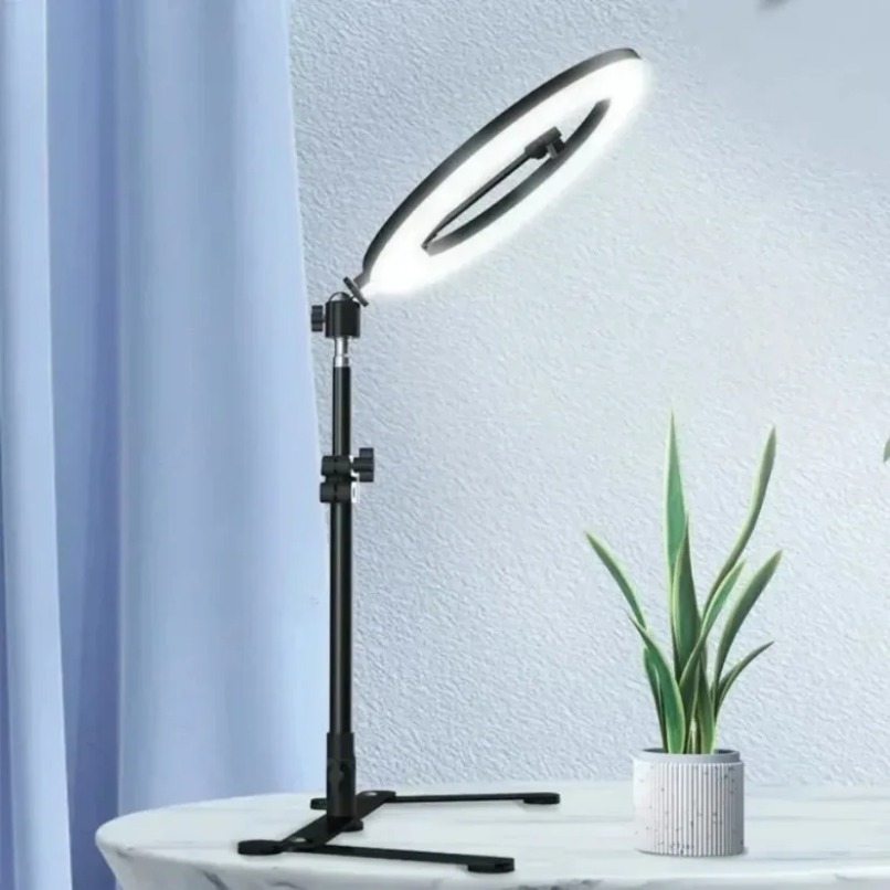 حامل هاتف علوي مع إضاءة حلقية  - مراجعة Webcam Ring Light وسعره