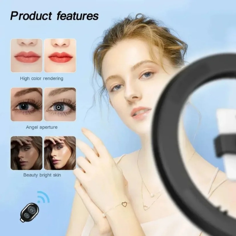حامل هاتف علوي مع إضاءة حلقية  - مراجعة Webcam Ring Light وسعره