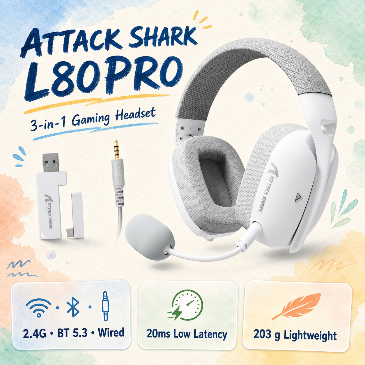 سماعة ألعاب ATTACK SHARK L80PR - مراجعة Esports Gaming Earbuds وسعره
