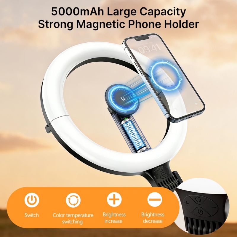 حامل هاتف مغناطيسي علوي مع إضا - مراجعة Webcam Ring Light وسعره